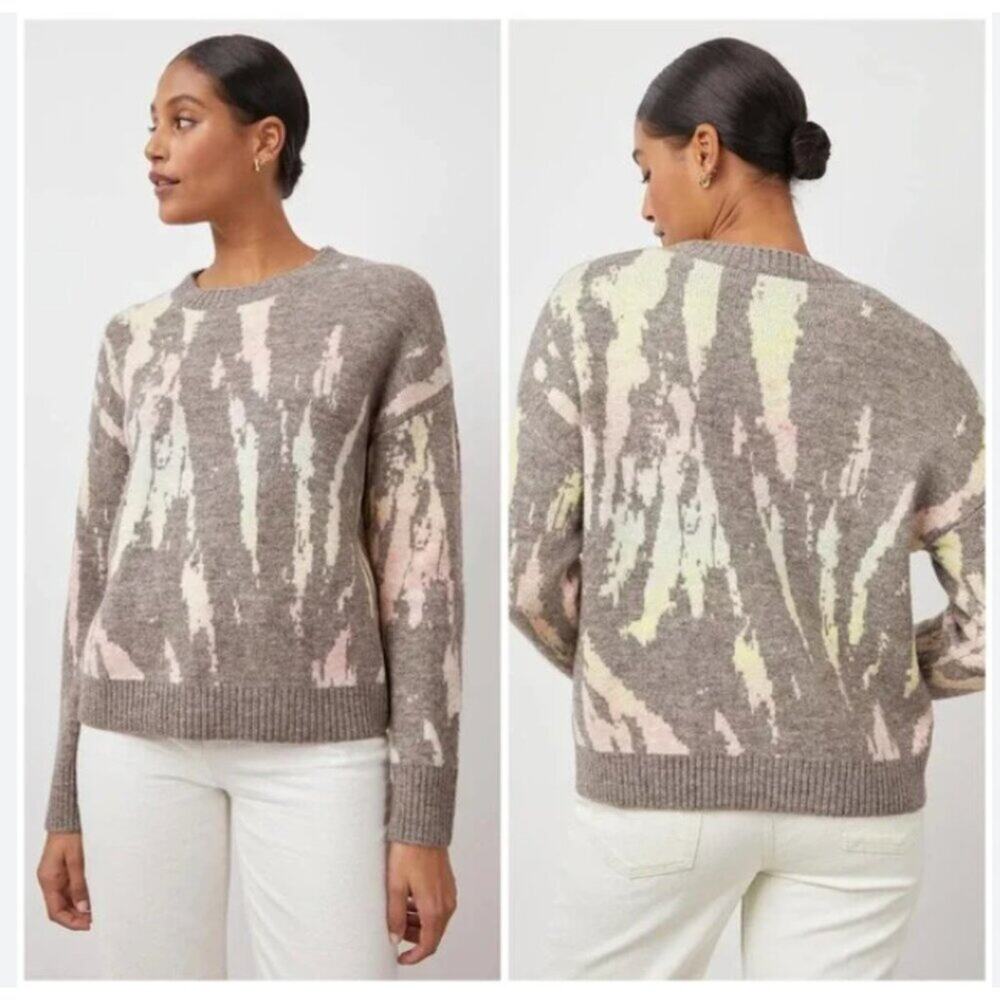 Rails Virgo Sweater Gray Tie Dye Wool Blend Crew Neck Soft Sweater Size L